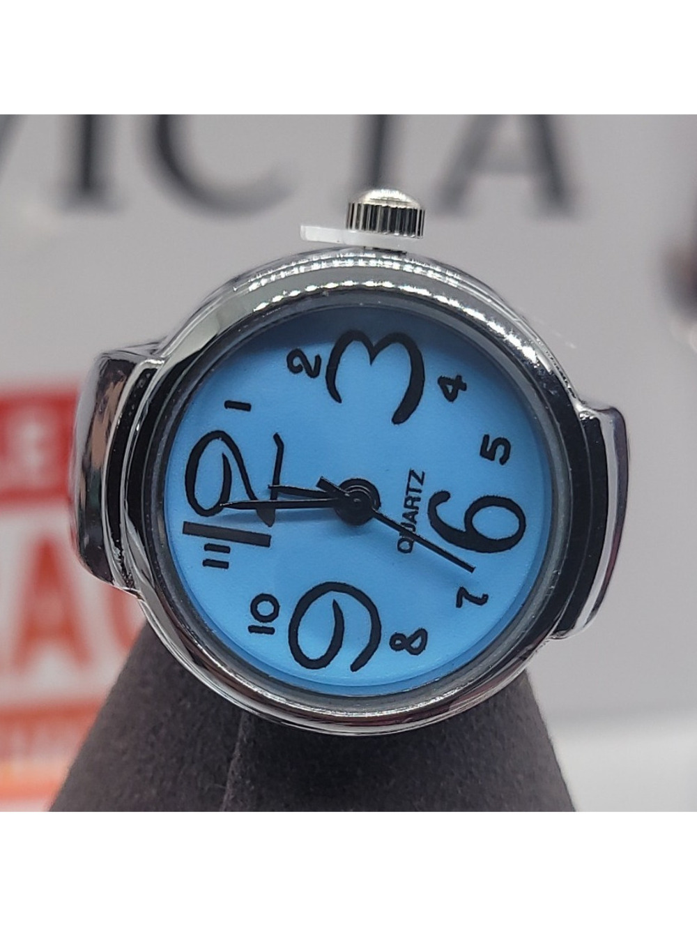 252Quartz Ring Watch tifany  Blue Dial Silver Polished Alloy  Arabic Numerals